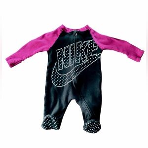 Nike Infant One Piece - Black with Pink Sleeves
